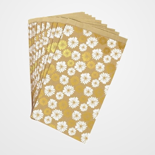 BOLSA de PAPEL CLAIREFONTAINE KRAFT DECORADO S/ASAS 24x35x6cm FLORES PACK de 50