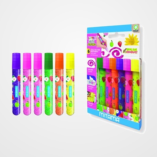 COLA GLITTER GLUE MITAMA LAPIZ CON OLOR 10,5 ml PACK de 6