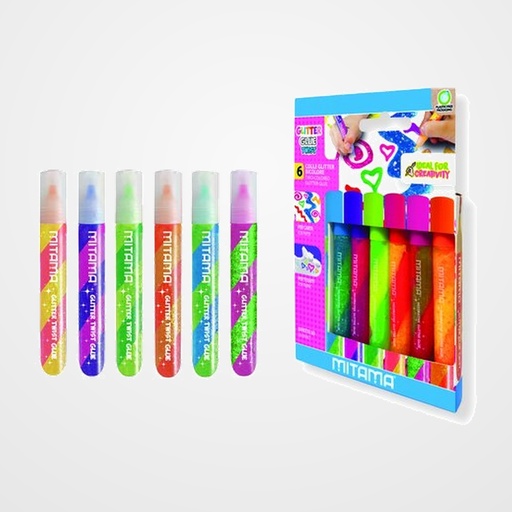 COLA GLITTER GLUE MITAMA LAPIZ 10,5 ml PACK de 6