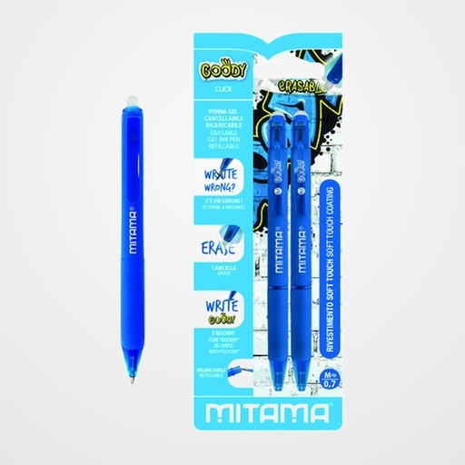 BOLIGRAFO BORRABLE MITAMA GOODY RETRACTIL AZUL BLISTER de 2
