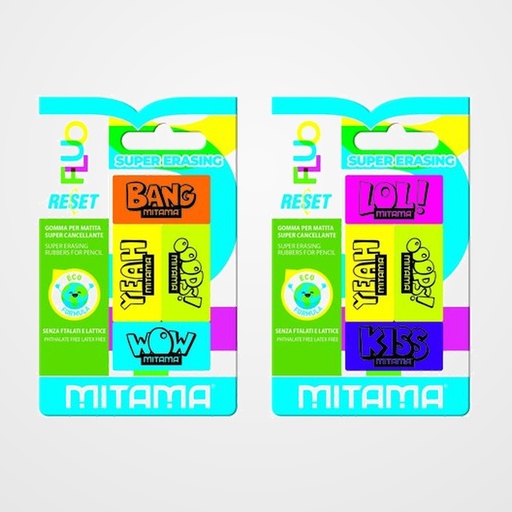 GOMA de BORRAR MITAMA FLUOR BLISTER de 4