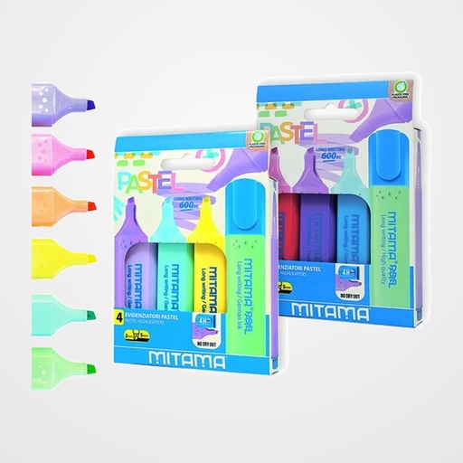 MARCADOR FLUOR MITAMA PASTEL ESTUCHE de 4