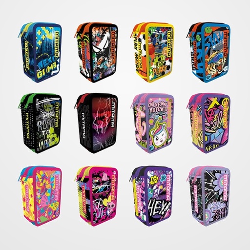 PLUMIER MITAMA TRIPLE CON CONTENIDO 47 PIEZAS