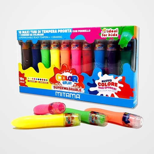 TEMPERA MITAMA CON PINCEL INCORPORADO 24ml ESTUCHE DE 10
