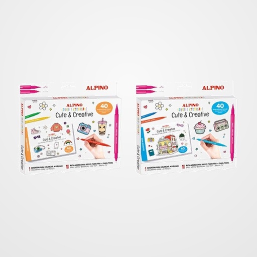 ROTULADOR FIBRA ALPINO COLOR EXPERIENCE DUAL ARTIST SET KAWAI CUTE&CREATIVE estuche de 18