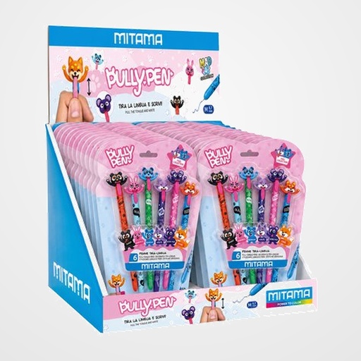 BOLIGRAFO MITAMA PULLY PEN 0,7 mm AZUL MAD COLLECTION BLISTER de 6 EXPOSITOR de 30