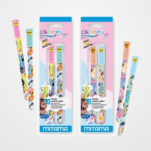 BOLIGRAFO MITAMA SPINNY PEN BORRABLE 0,7 mm AZUL CRAZY BLISTER de 2