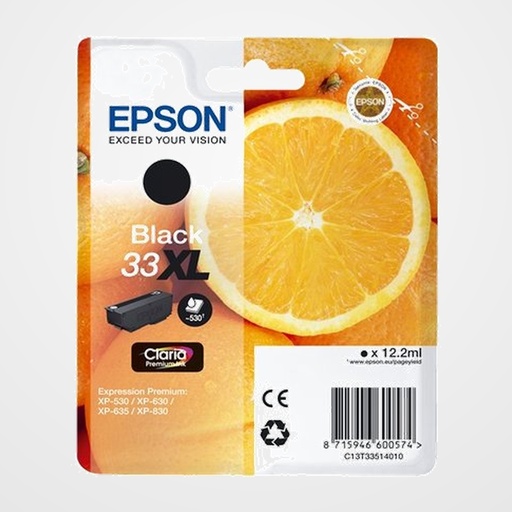 CARTUCHO INKJET EPSON T335140 Nº33XL XP-530/XP-540/XP-630/XP-635/XP-640/XP-645/XP-830/XP-900 NEGRO 12,2 ml