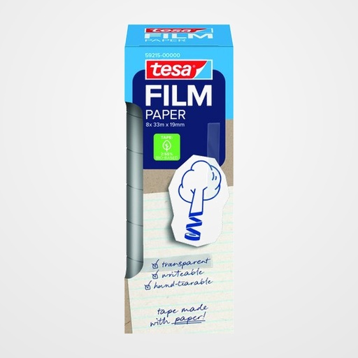 CINTA ADHESIVA TESA PAPEL rollo 33m x 19mm TORRE de 8