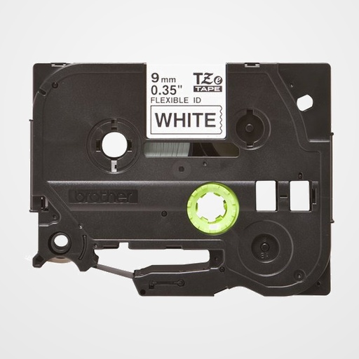 CINTA de ROTULAR BROTHER LAMINADA FLEXIBLE 8m 9mm NEGRO sobre BLANCO