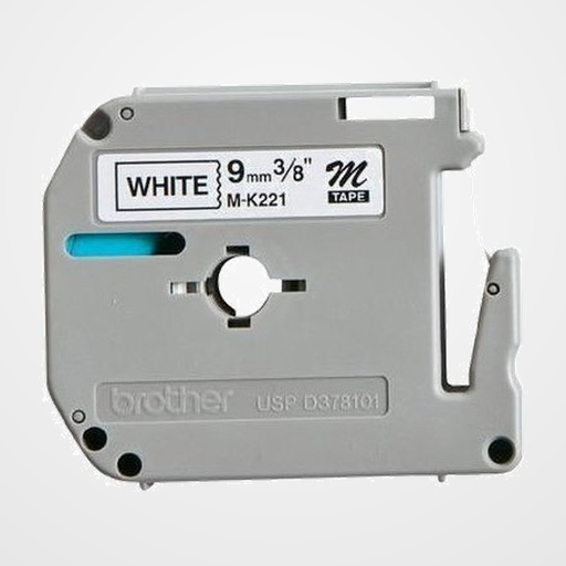 CINTA de ROTULAR BROTHER NO LAMINADA 8m 9mm BLANCO sobre NEGRO