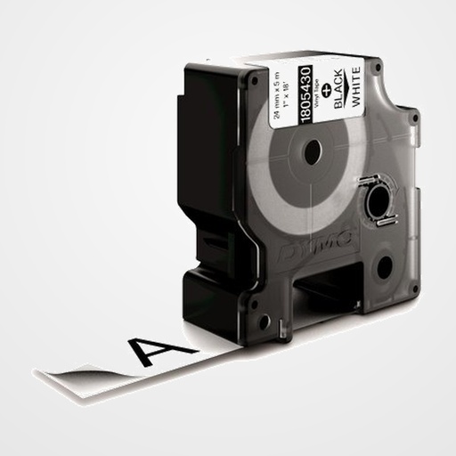CINTA de ROTULAR DYMO RHINO ID1 VINILO 5,5m 24mm NEGRO sobre BLANCO (1805430)