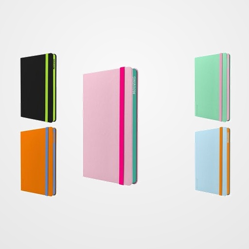 CUADERNO MOOVING TAPA DURA A5 96h 90gr. HORIZONTAL con GOMA COLORES SURTIDOS