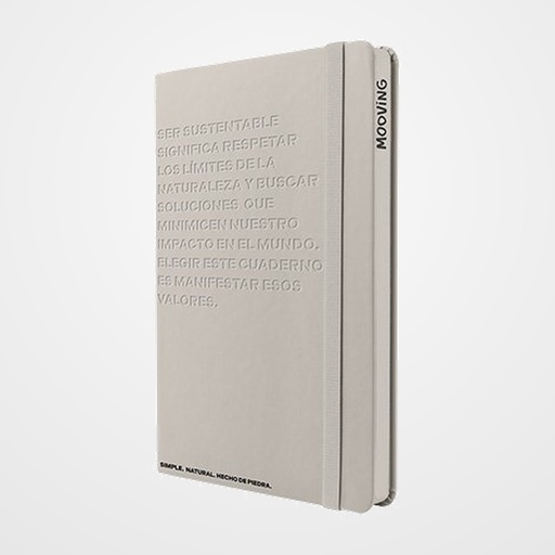CUADERNO MOOVING TAPA DURA A5 96h 90gr. PAPEL PIEDRA con GOMA