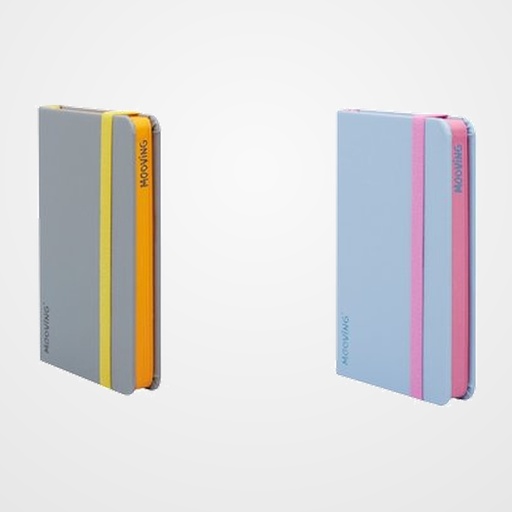 CUADERNO MOOVING TAPA DURA A6 96h 90gr. HORIZONTAL con GOMA COLORES SURTIDOS