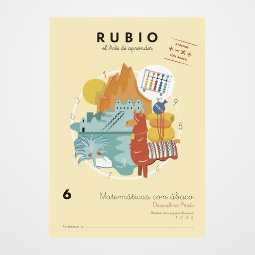 CUADERNO RUBIO A4 MATEMATICAS CON ABACO 6 - DESCUBRE PERU (7-8 años)