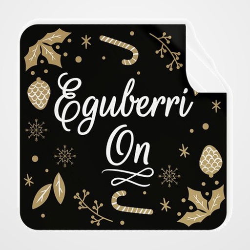 ETIQUETAS REGALO EUSKERA ADH. ROLLO  250 uds. CUADRADAS 40x40 NAVIDAD  EGUBERRI ON  BELTZA