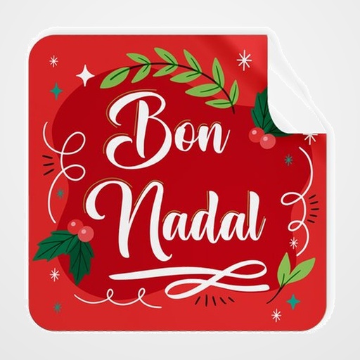 ETIQUETES REGAL CATALAN ADH. ROTLLO  250 uds. QUARADES 40x40 NADAL  BON NADAL  VERMELL