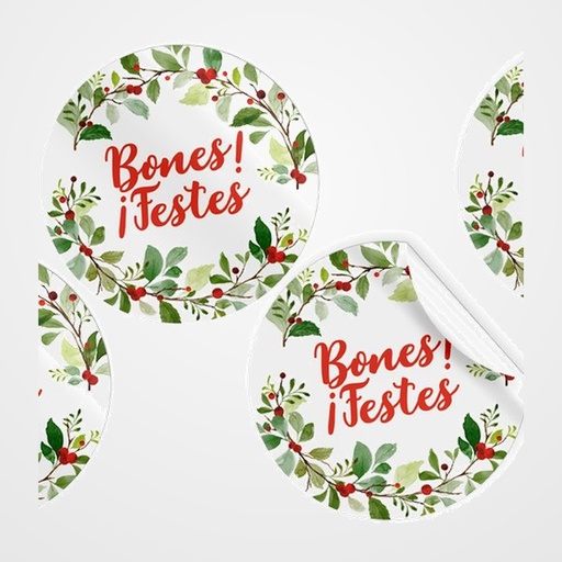 ETIQUETES REGAL CATALAN ADH. ROTLLO  250 uds. RODONES Ø 40 NADAL  BONES FESTES