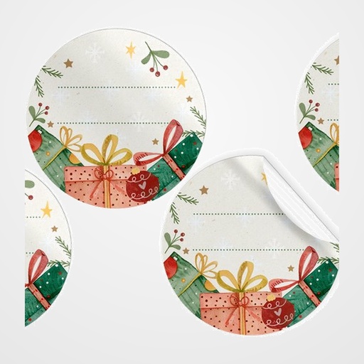 ETIQUETAS REGALO ADH. ROLLO 250 uds. REDONDAS Ø 40 PERSONALIZABLE  REGALITOS