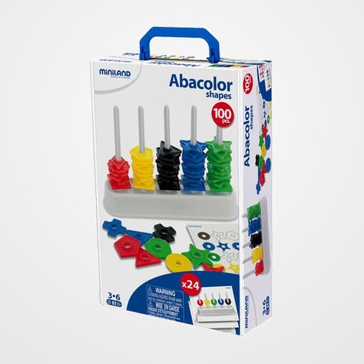 JUEGO MINILAND ABACO FORMAS (1 Abaco, 100 formas y 24 fichas de actividades)