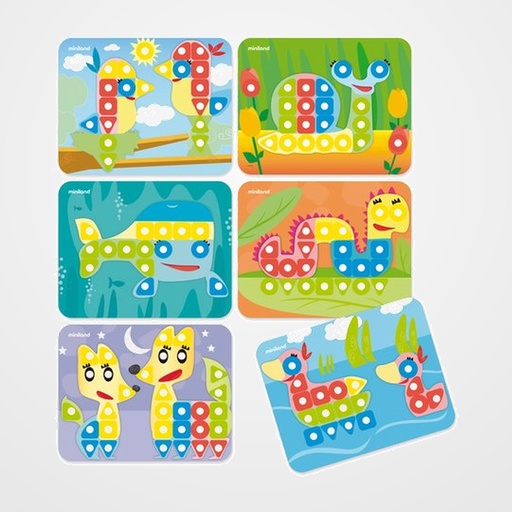 JUEGO MINILAND SUPERPEGS ANIMALES COLORES BRILLANTES PACK de  6 (2-5 años)