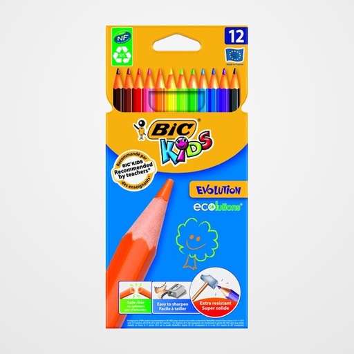 LAPICES de COLORES BIC CONTE EVOLUTION estuche de 12