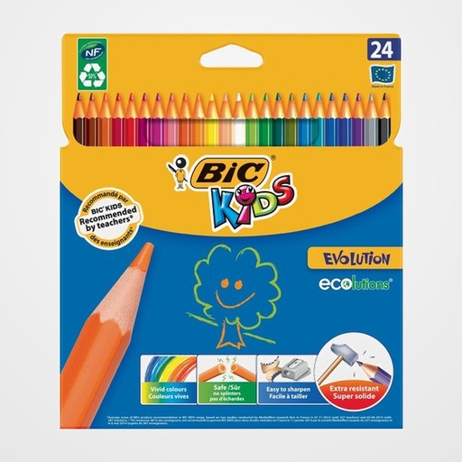 LAPICES de COLORES BIC CONTE EVOLUTION estuche de 24