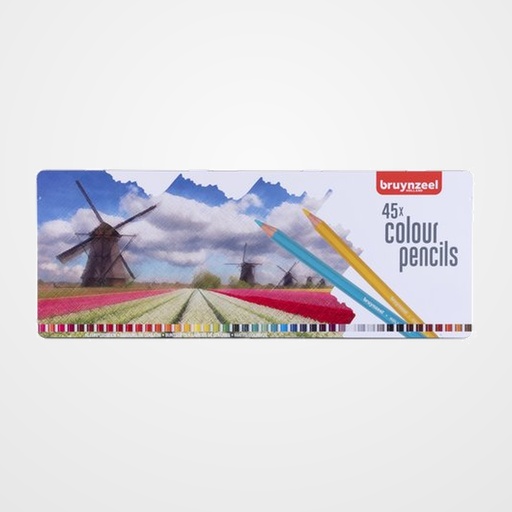 LAPICES de COLORES BRUYNZEEL HOLANDA estuche de METAL de 45