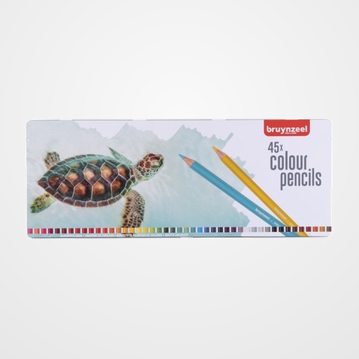 LAPICES de COLORES BRUYNZEEL TORTUGA estuche de METAL de 45