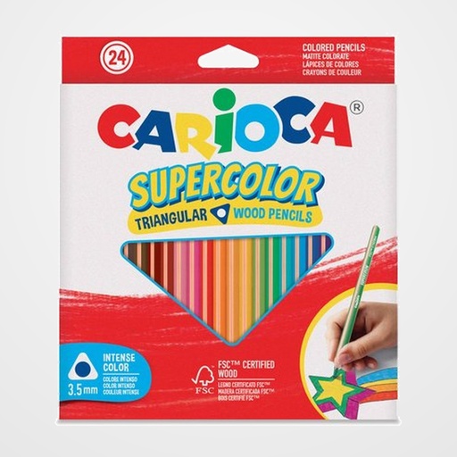 LAPICES de COLORES CARIOCA SUPERCOLOR TRIANGULAR CAJA de 24