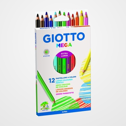 LAPICES de COLORES GIOTTO MEGA estuche de 12