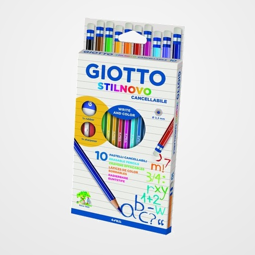 LAPICES de COLORES GIOTTO STILNOVO BORRABLES estuche de 10
