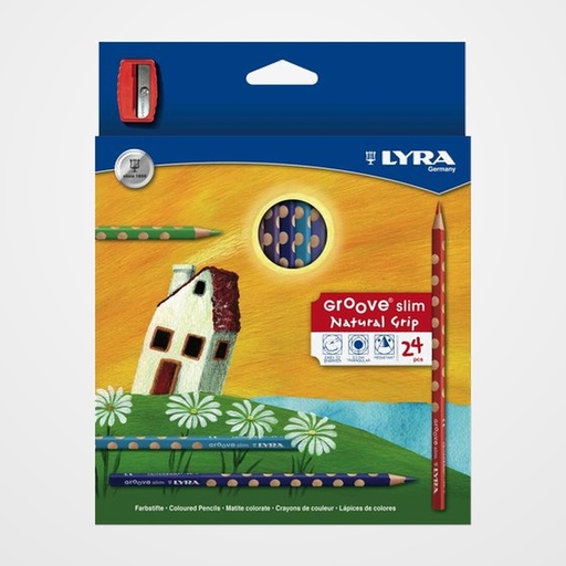 LAPICES de COLORES LYRA GROOVE SLIM estuche de 24 con AFILALAPIZ