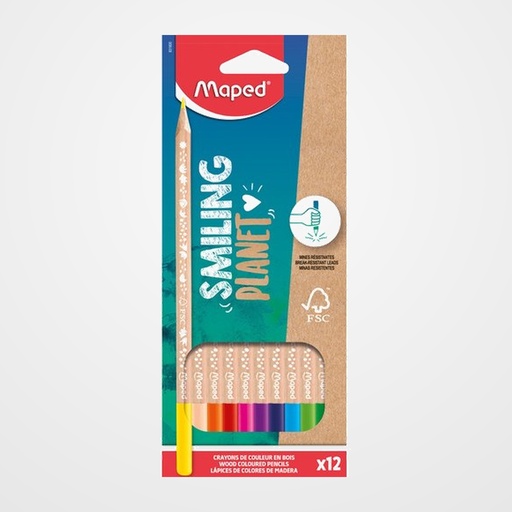 LAPICES de COLORES MAPED SMILING PLANET FSC estuche de 12