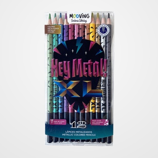 LAPICES de COLORES MOOVING METALIZADOS ESTUCHE de 12