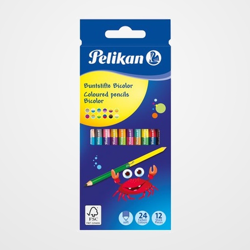 LAPICES de COLORES PELIKAN BICOLOR estuche de 12 (700146)