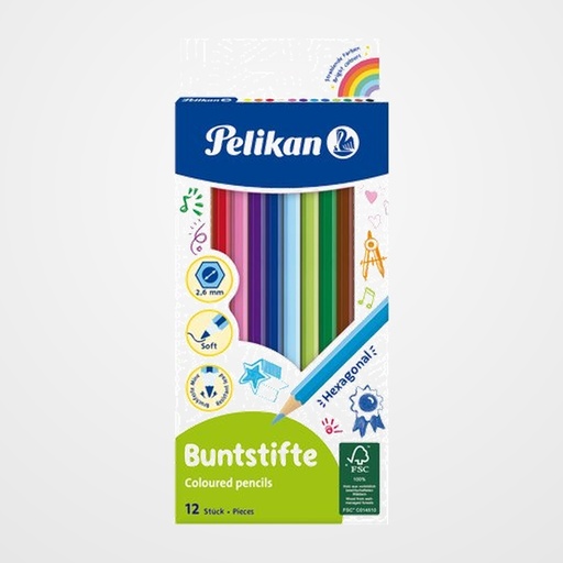 LAPICES de COLORES PELIKAN estuche de 12 (BS12LN) (724005)