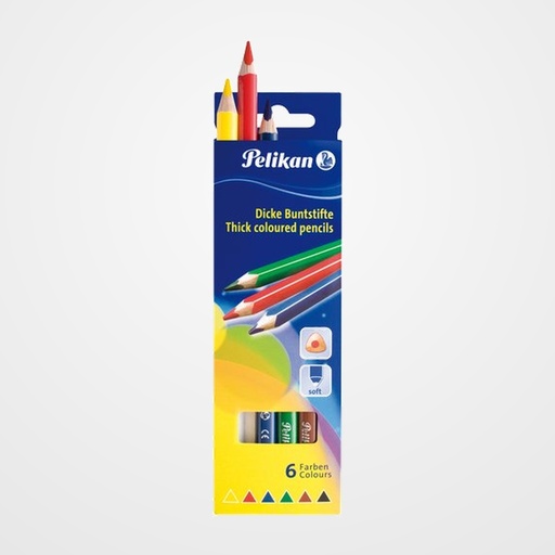 LAPICES de COLORES PELIKAN TRIANGULAR estuche de  6 (BSD6DN)