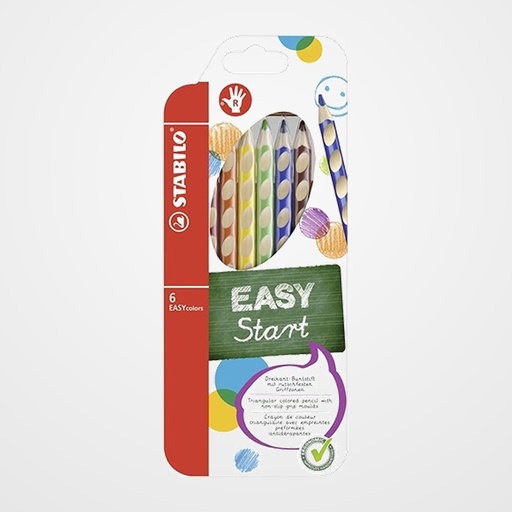 LAPICES de COLORES STABILO EASY COLORS para DIESTRO estuche de  6