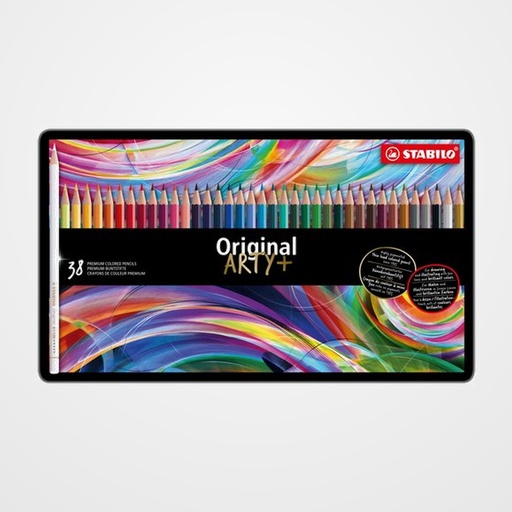 LAPICES de COLORES STABILO ORIGINAL ARTY estuche de METAL de 38