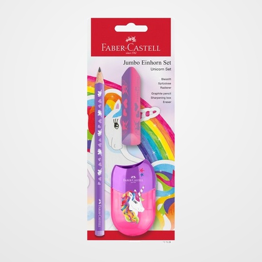 LAPIZ de GRAFITO FABER-CASTELL JUMBO HB UNICORNIO VIOLETA blister de 2 + AFILA