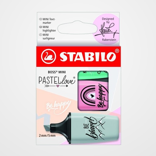 MARCADOR FLUOR STABILO BOSS MINI 07  PASTEL ESTUCHE de 3