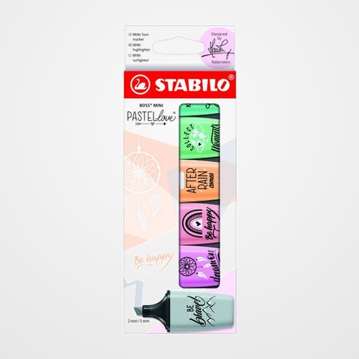 MARCADOR FLUOR STABILO BOSS MINI 07  PASTEL ESTUCHE de 6