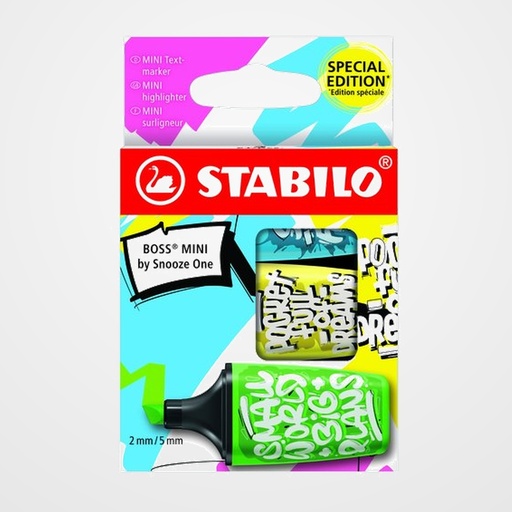 MARCADOR FLUOR STABILO BOSS MINI 07 BY SOOZE ONE ESTUCHE DE 3 (verde, azul, amarillo)