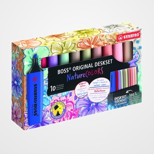 MARCADOR FLUOR STABILO BOSS 70 NATURE COLORS WILDFLOWERS EDITION SET DE MESA DE 10