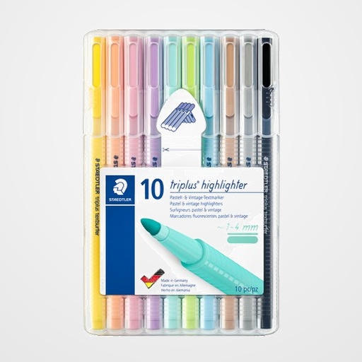 MARCADOR FLUOR STAEDTLER 362 TRIPLUS TEXTSURFER PASTEL&VINTAGE BOX DE 10
