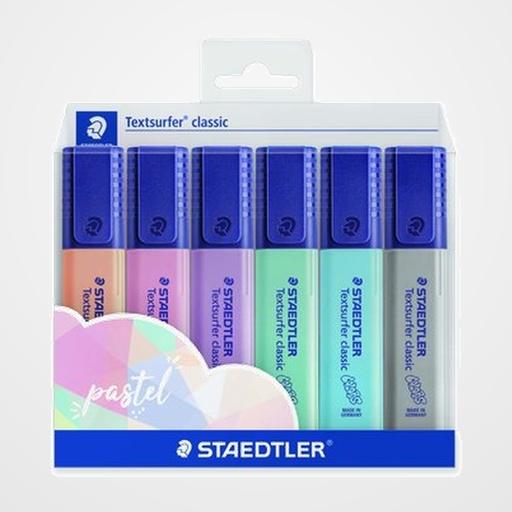 MARCADOR FLUOR STAEDTLER 364 TEXTSURFER CLASSIC PASTEL&VINTAGE COLORES PASTEL ESTUCHE de 6