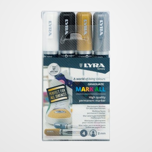 MARCADOR PERMANENTE LYRA GRADUATE MARK ALL CONICO 2,0 mm. SURTIDO ESTUCHE DE 4