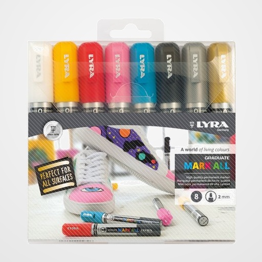 MARCADOR PERMANENTE LYRA GRADUATE MARK ALL CONICO 2,0 mm. SURTIDO ESTUCHE DE 8